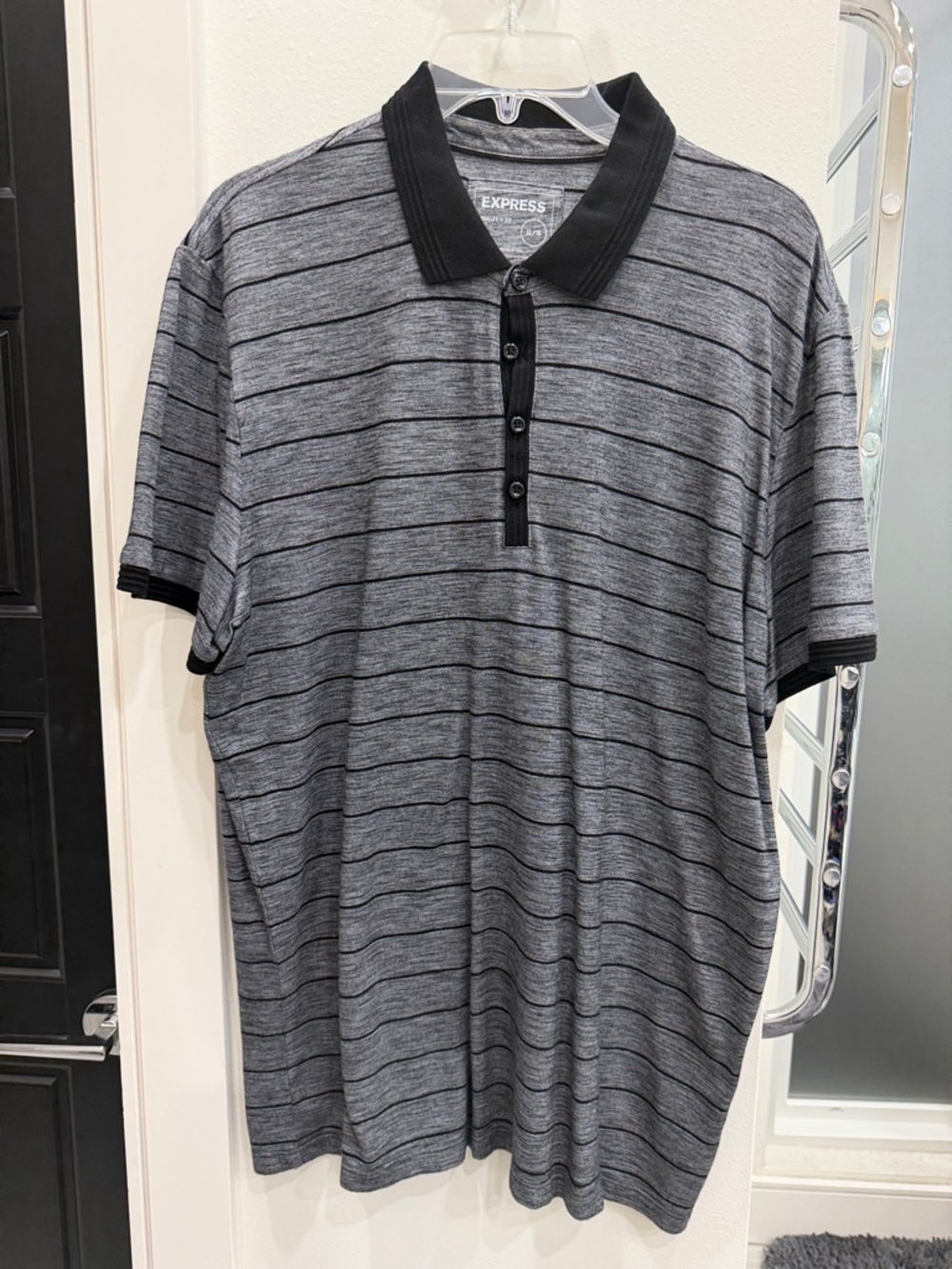 Express Men’s Heather Gray Polo with Black Collar